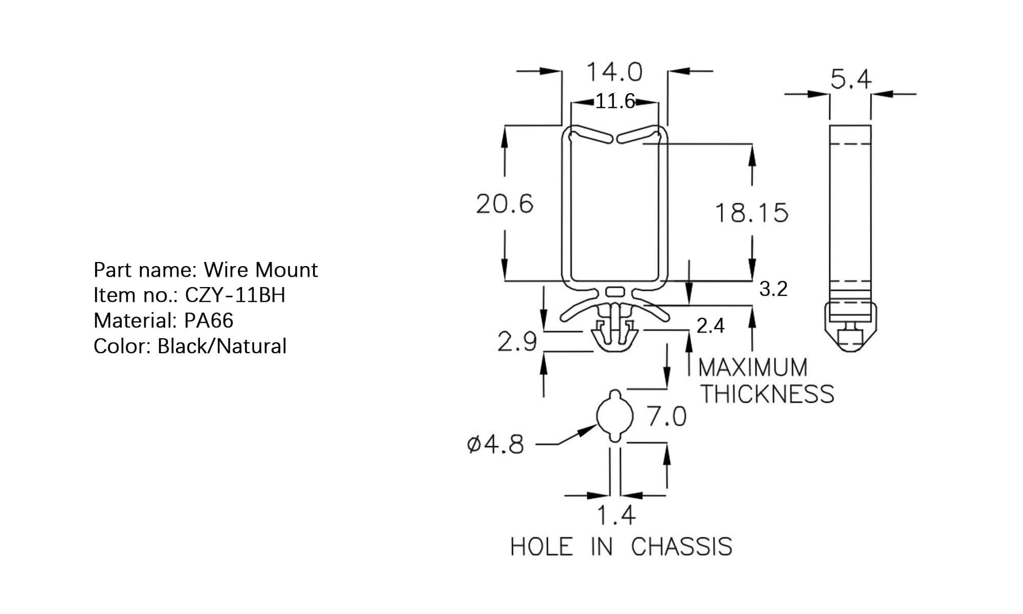 Plastic Wire Mount CZY-11BH